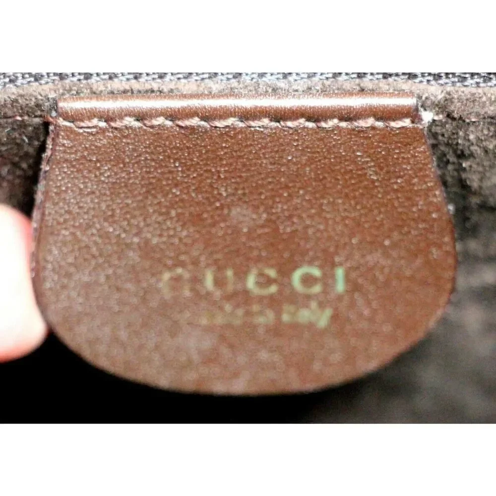 90th Y2K  Gucci BROWN GENUINE LEATHER SUEDE LINED LOGO HANDBAG PURSE SATCHEL